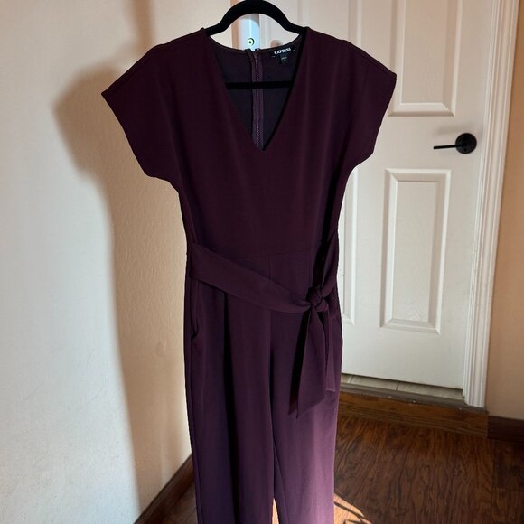 Plum Express Belted Jumpsuit – Size Small - Picture 2 of 5